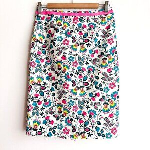 Boden Floral Teal Pink Pencil Skirt 4